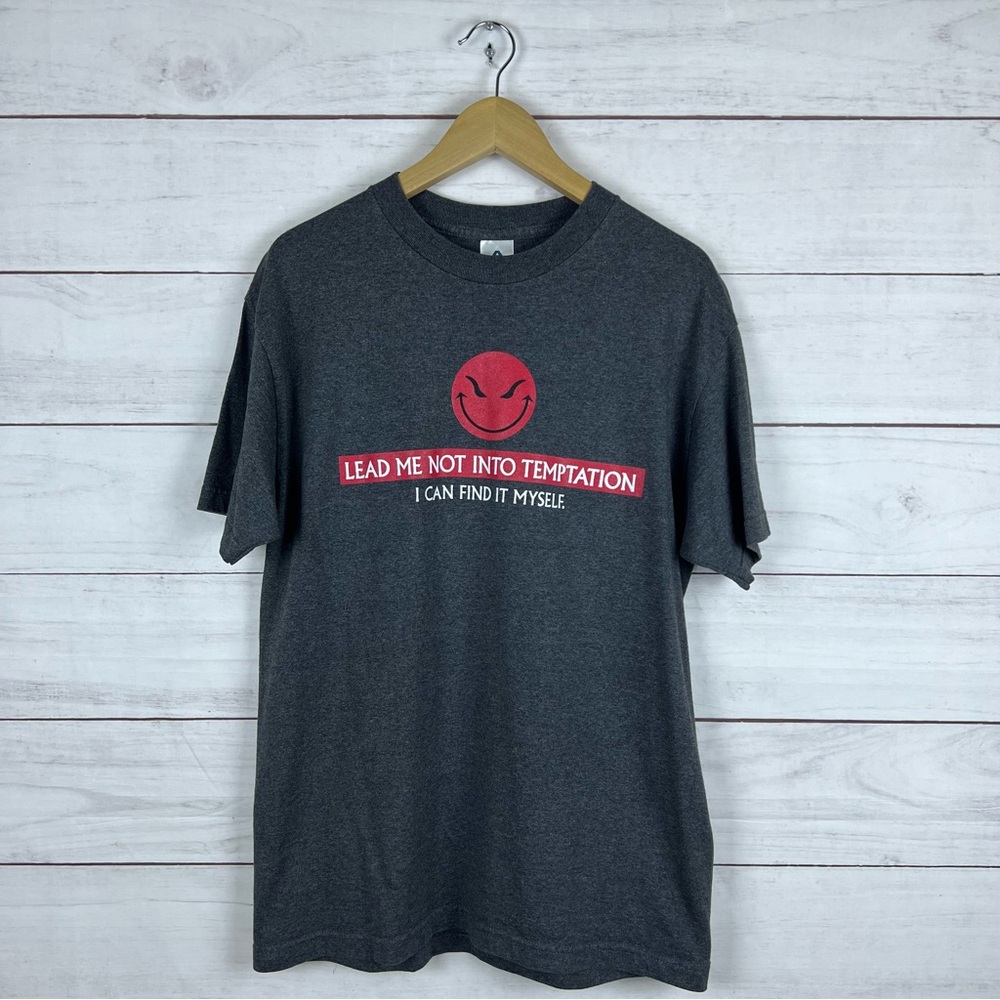 Vintage Y2K Funny Humor Joke Temptation T-Shirt Large